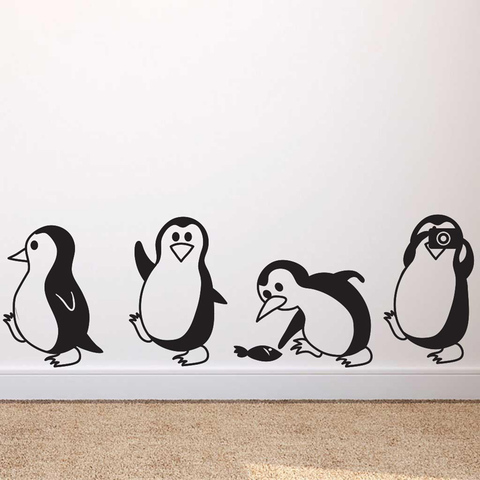 Autocollants muraux mignons avec petit pingouin, décoration pour la maison, salon ou enfant, décalcomanies d'animaux ► Photo 1/6