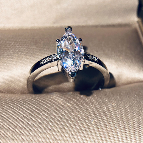 Dainty Marquise – bague de fiançailles en argent pour femmes, bague de mariée en cristal, bijoux de mariage, 925 ► Photo 1/1