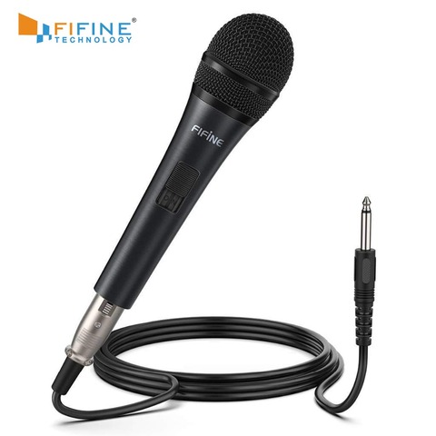Fifine Microphone dynamique pour haut-parleur Microphone Vocal pour karaoké avec interrupteur marche/arrêt comprend une connexion XLR de 14.8ft à 1/4'' ► Photo 1/6