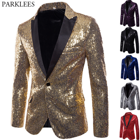 Veste à paillettes scintillantes pour Homme, veste brodée pour boîte de nuit, Costume pour bal, Costume masculin, vêtements de scène pour chanteurs ► Photo 1/6