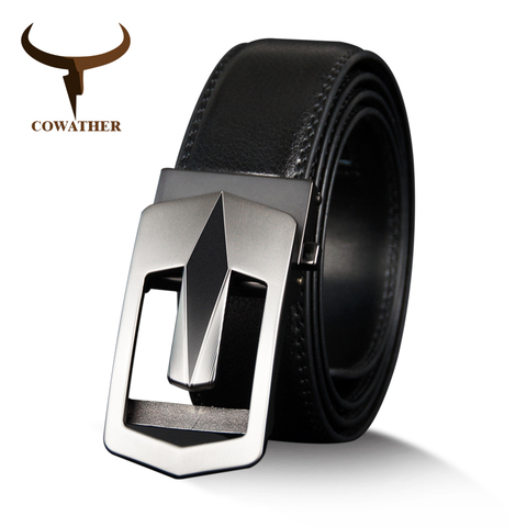 Vache en cuir véritable ceintures de haute qualité pour hommes automatique Vintage mâle ceinture marque à cliquet boucle ceintures 110-130cm de long ► Photo 1/6