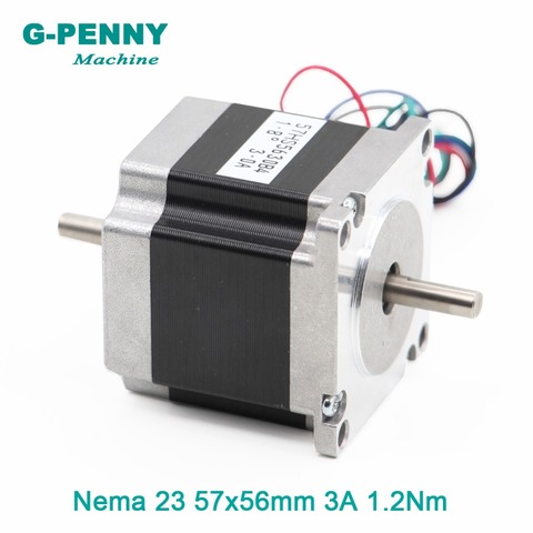 NEMA23 moteur Stepper 6.35 57x56 | Moteur pas à pied 3A 1,2n. m, double arbre/8mm 172z-in pour machine à graver, imprimante 3D ► Photo 1/6