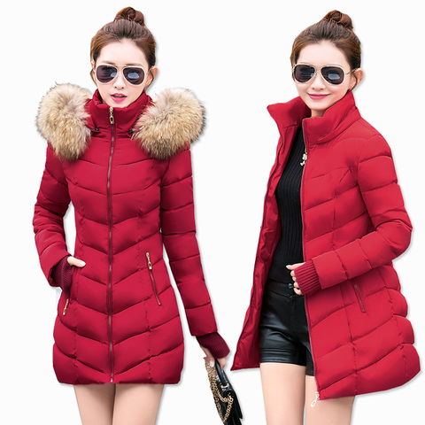 Manteau d'hiver Long pour femme, Parka épaisse en coton, vêtements rouges à capuche, nouvelle mode 2022 ► Photo 1/6