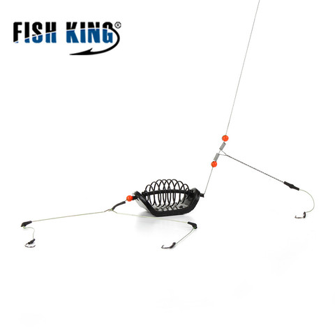 Fish King-Cage à appât de pêche, fil pivotant, avec 3 lignes, avec hameçons à 3 lignes, en acier inoxydable, pour matériel de pêche à la carpe, accessoires, 20g-80g ► Photo 1/6