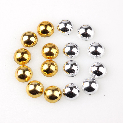 Perle semi-ronde de couleur or et argent, perle à dos plat ABS de 2mm 3mm 4mm 5mm 6mm 8mm 10mm, pour Nail Art ► Photo 1/6