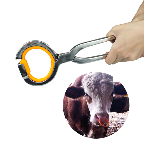 Pince à nez de vache pour bétail, 1 pièce et 10 anneaux en acier inoxydable, pince d'installation, outils agricoles pour chevaux ► Photo 1/6