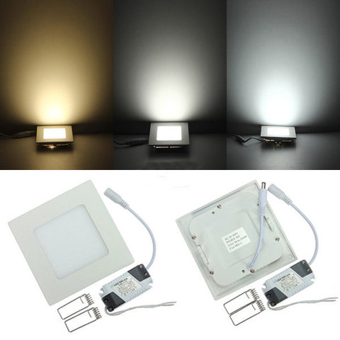 Plafonnier LED encastrable au design Ultra fin, design carré, luminaire de plafond, 3/4/6/9/12/15/25W ► Photo 1/4