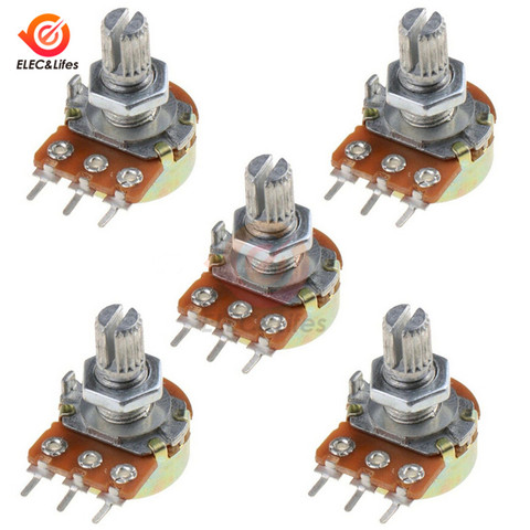 Potentiomètres rotatifs WH148 1K 10K 20K 50K 100K 500K ohm, linéaire, 3 broches, 15mm, interrupteur avec écrous et rondelles, 5 pièces ► Photo 1/6