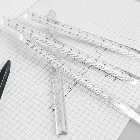 Règle droite transparente pour étudiants, papeterie, outil de mesure Simple et triangulaire pour enfants, échelle sur les deux côtés, en acrylique ► Photo 1/6