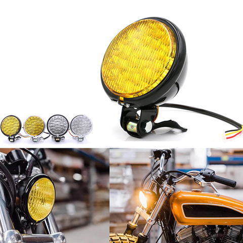 Phare LED universel pour moto et Scooter, phare rond, moteur, feux avant Vintage, DC 12V, 35W ► Photo 1/6