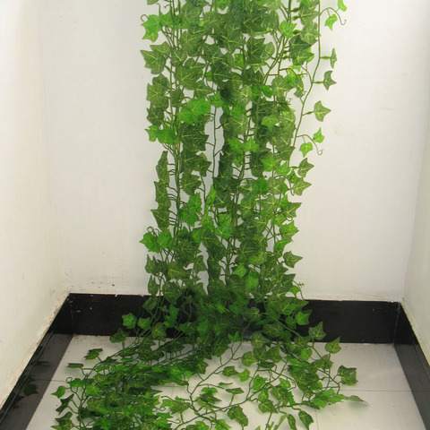 2.4M artificielle lierre vert feuille guirlande plantes vigne faux feuillage fleurs décor à la maison en plastique artificiel fleur rotin chaîne ► Photo 1/6