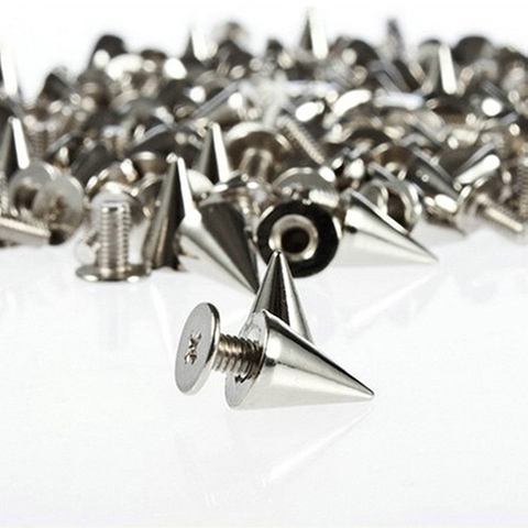 Clous et pointes cône en argent | 100 pièces de 9.5mm pointes à cône en argent Punk, clous à tournevis en argent, bricolage Rivets sympas, livraison directe ► Photo 1/6