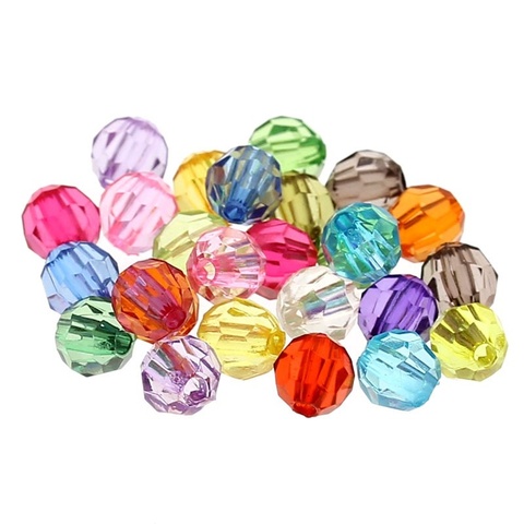 Doreen – boîte de perles d'espacement mixtes en acrylique, 500 pièces, perles rondes à facettes de 6mm pour bricolage, Bracelet, fabrication de bijoux, vente en gros, trou: 1mm ► Photo 1/5