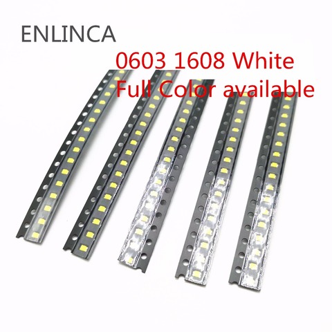 Puce électroluminescente LED SMD 2-3V, 100 pièces, 0603 1608, bleu, rouge, blanc, vert, jaune, rose, violet, UV, orange, Diode électroluminescente SMT ► Photo 1/1