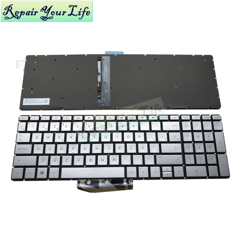 Clavier espagnol pour ordinateur portable HP Envy X360, 15 BW 15-B 15-BP 15-BS, rétro-éclairage argent, 86910-XEA, 920226-071 ► Photo 1/6