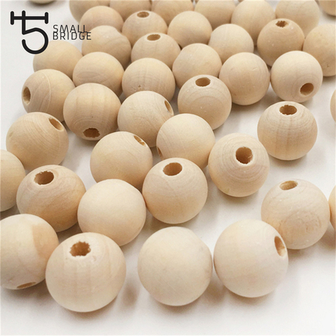 Collier de perles en bois pour femmes, boule d'espacement naturelle de 20mm, breloque de fabrication de bijoux, bricolage inachevé, W102 ► Photo 1/6