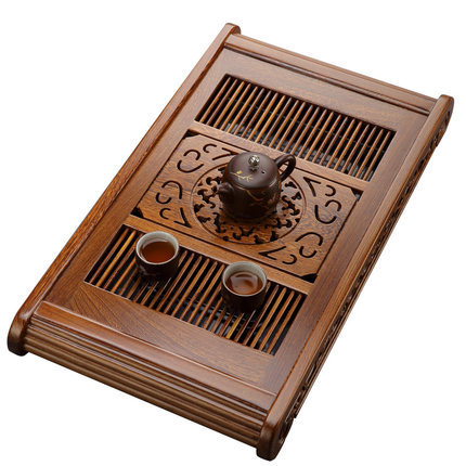 Plateau à thé en bois d'ébène noir table à thé en bois de rose ► Photo 1/5