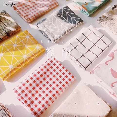 Hongbo 1 pièces napperon en coton à carreaux Style japonais mode tissu tapis de Table serviettes conception Simple vaisselle outil de cuisine ► Photo 1/6