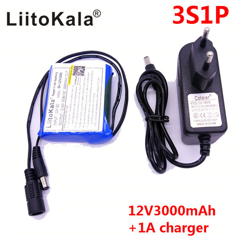 LiitoKala – batterie li-lon Dii-12V3000 cc 12V 3000mAh 18650, cc 12V, Super Rechargeable, chargeur AC, interrupteur antidéflagrant, EU ► Photo 1/5