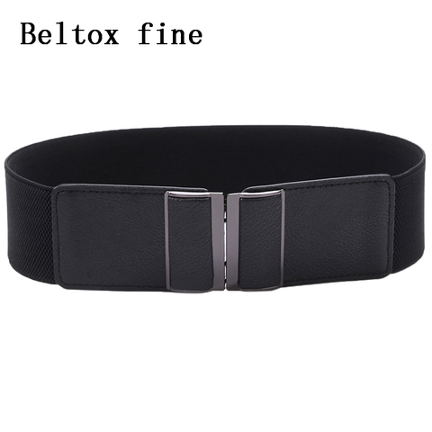 Ceinture élastique rétro pour femmes et filles, grande taille, extensible, noir, large ► Photo 1/6