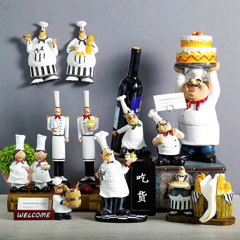 Figurines créatives de Chef en résine, décoration de boulangerie, accessoires de décoration de maison, décoration de salon, porte-vin, ornements de boulangerie ► Photo 1/5