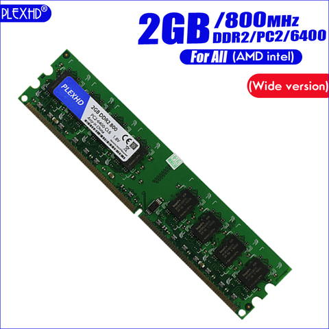 PLEXHD 2GB 2G DDR2 PC2-6400 800MHz pour ordinateur de bureau DIMM PC2 6400 (version large) mémoire vive (pour intel amd) entièrement compatible ► Photo 1/6