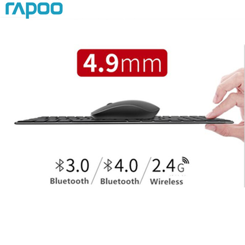 Nouveau Rapoo Multi-mode Silencieux Sans Fil Clavier Souris Combos Bluetooth 3.0/4.0 RF 2.4g commutateur entre 3 connexion de périphériques ► Photo 1/6