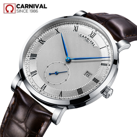 Montre mécanique étanche en cuir pour hommes, de marque de luxe, de carnaval, horloge ► Photo 1/6