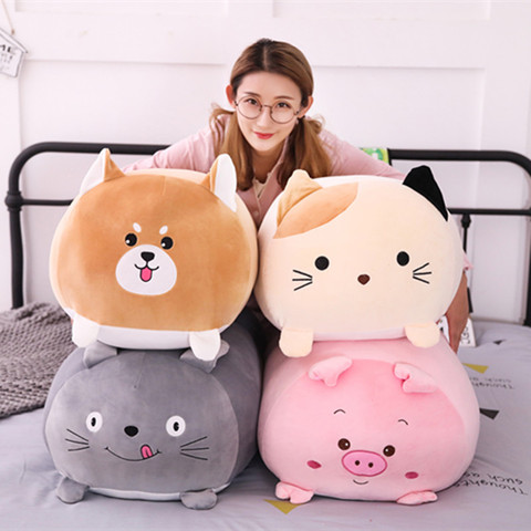 Coussin d'oreiller pour enfants, Animal doux, dessin animé, chat en peluche, Totoro pingouin, cochon en peluche, joli cadeau d'anniversaire pour enfants ► Photo 1/6