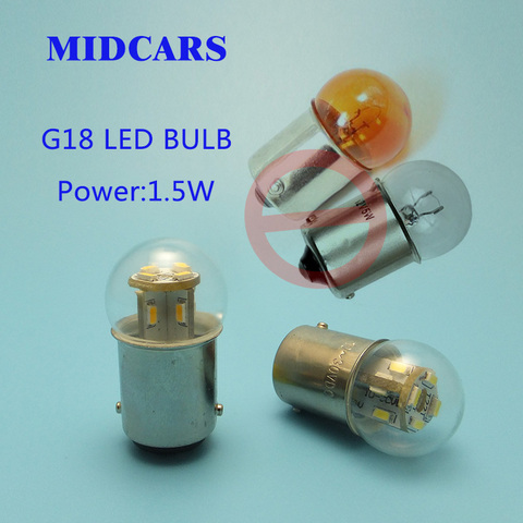 MIDCARS – feu de virage arrière LED, G18 BA15S 6V 12V R5W 24V P5W, source de lumière pour parking ► Photo 1/6