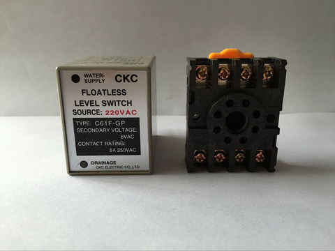 Interrupteur de niveau flottant C61F-GP vac/relais avec prise/base C61F-GP, contrôleur de niveau d'eau/pompe, interrupteur automatique ► Photo 1/2
