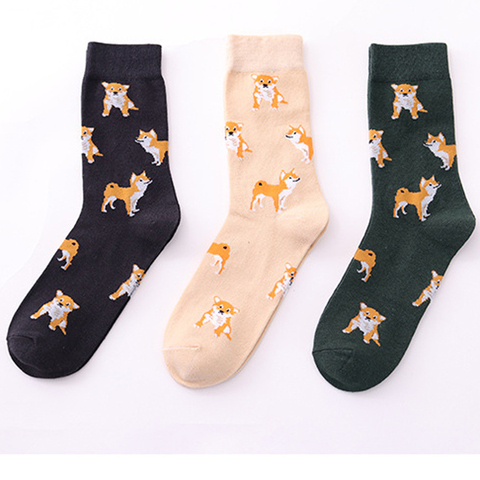 Chaussettes en coton peigné pour femmes, nouveau, mignon, dessin animé, Kawai, cadeau amusant, Shiba Inu, chat, cochon, Corgi, jolis motifs d'animaux, 2022 ► Photo 1/6