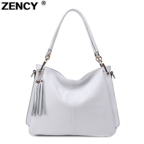 ZENCY mode 100% véritable cuir de vache femmes sac à bandoulière longue sangle sac à main bandoulière messager blanc sacs sacoche Bolsa sac à main ► Photo 1/6