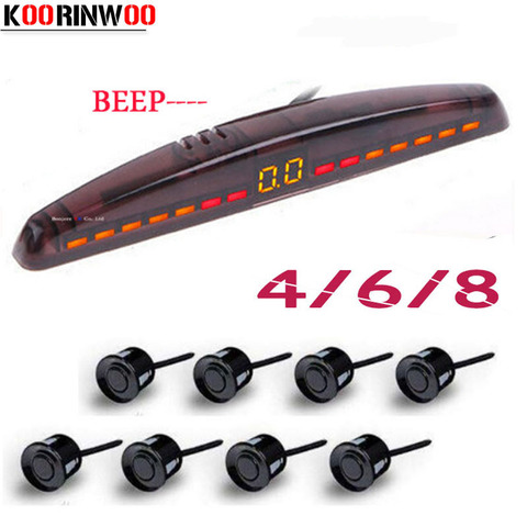 Koorinwoo – capteur de stationnement de voiture électromagnétique LED, radar 4/6/8, système d'indicateur d'alerte sonore, sondes 12V, Parktronic noir gris ► Photo 1/6