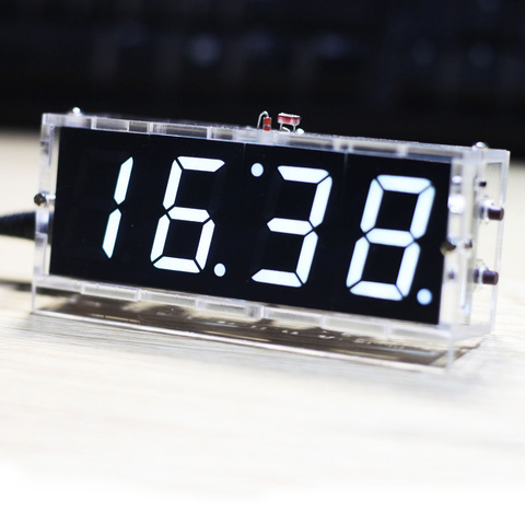 Horloge numérique LED compacte à 4 chiffres, élégante, Kit de bricolage, accessoires de bricolage, contrôle de la lumière, affichage de la température, de la Date et de l'heure avec étui ► Photo 1/6