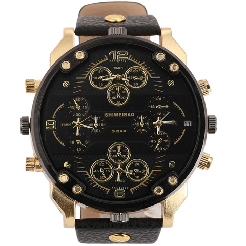 Shiweibao Cool hommes montres haut de gamme montre à Quartz de luxe pour hommes quatre fuseaux horaires montres militaires en cuir Relojes Hombre ► Photo 1/5