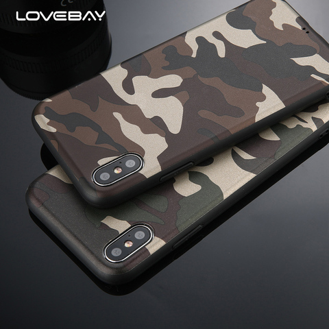 Lovebay Vert Armée Camouflage étui pour iPhone X Pour iPhone 6 6 S 7 8 Plus XR XS Max Soft TPU Silicone coques de téléphone Couverture Arrière Coque ► Photo 1/6