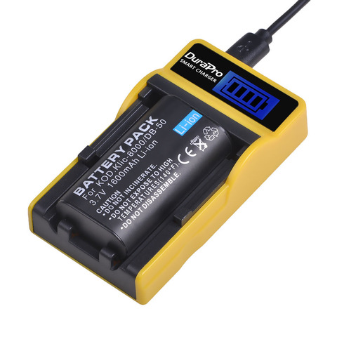 DuraPro – batterie Li-ion 1600mAH KLIC-8000 klc 8000 DB-50, avec chargeur USB LCD, pour appareils photo numériques KODAK Z612 Z712 Z812 IS Z1085 ► Photo 1/6
