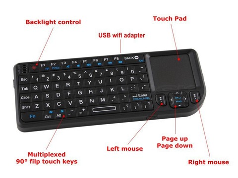 Mini 2.4G clavier sans fil pavé tactile rétro-éclairage clavier sans fil pour Smart TV Samsung LG Panasonic Toshiba livraison gratuite ► Photo 1/2