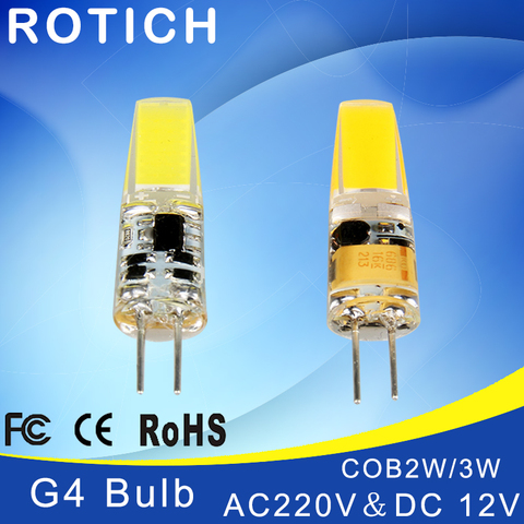 Mini lampe LED G4 COB, ampoule 2-4W DC/AC 12V, variable, Angle de faisceau 360, lampes de remplacement pour lustre halogène ► Photo 1/3