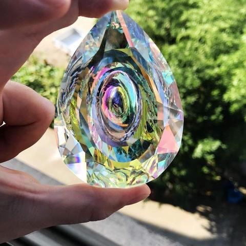 H & D – attrape-soleil suspendu à prisme en cristal, 76mm, pièces de lustre de couleur AB, accessoires de décoration de mariage à la maison, DIY ► Photo 1/6