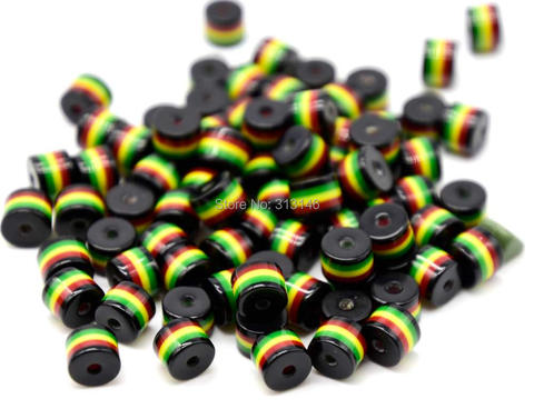 Perles Rasta en acrylique pour fabrication de bijoux, 50 pièces, couleur noire, 8x8,5mm ► Photo 1/1