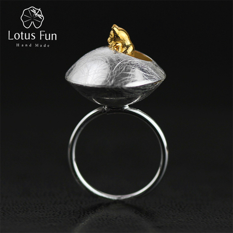 Lotus Fun-bijou Original en argent Sterling 925 naturel, fait à la main, de styliste, anneau de vie de chat, pour femmes ► Photo 1/6