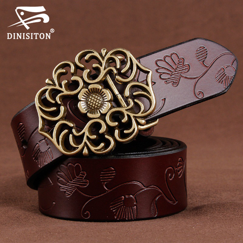 DINISITON-ceinture en cuir véritable pour femmes, pour jeans, accessoires de luxe, vintage, de haute qualité, avec bracelet en cuir de vache ► Photo 1/6