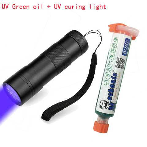 Mécanic – masque de soudure UV vert 10ML, peinture PCB BGA, empêche les flux de soudure à l'arc corrosif, huile + lumière de durcissement UV 12led ► Photo 1/6