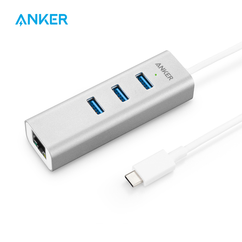 Anker – Hub USB C 4-en-1 en aluminium, adaptateur USB C avec Port Ethernet, 3 Ports USB 3.0, pour MacBook Pro,Chromebook,XPS,Samsung S9, etc. ► Photo 1/4