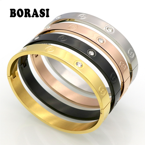 Bracelets à ongles en Zircon et écrou croisé pour femmes, bijoux de marque de luxe à vis en acier inoxydable, nouveau Design ► Photo 1/6