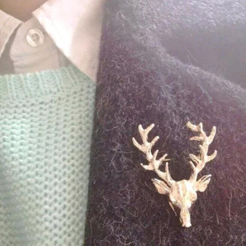 KISSWIFE-broche à tête en or pour cerf, accessoire Animal unisexe, pour noël, bijoux tendance, 1 pièce, nouveauté ► Photo 1/6