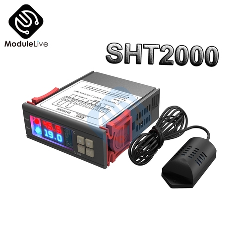 Régulateur de température d'humidité numérique SHT2000 Thermostat humididistat theromètre ca 110V-220V DC 12V-72V 10A SHT20 capteur ► Photo 1/6