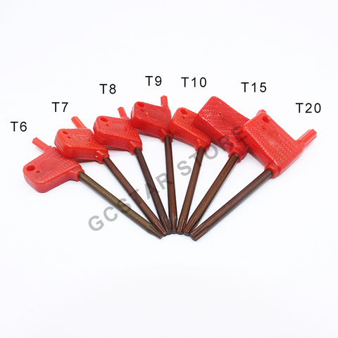 10 pièces drapeau rouge clé Torx T6 T7 T8 T9 T10 T15 T20 clé à vis accessoires de Machine-outil composants ► Photo 1/4